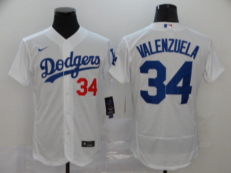 Men Los Angeles Dodgers #34 Valenzuela White Nike Elite MLB Jerseys->youth mlb jersey->Youth Jersey